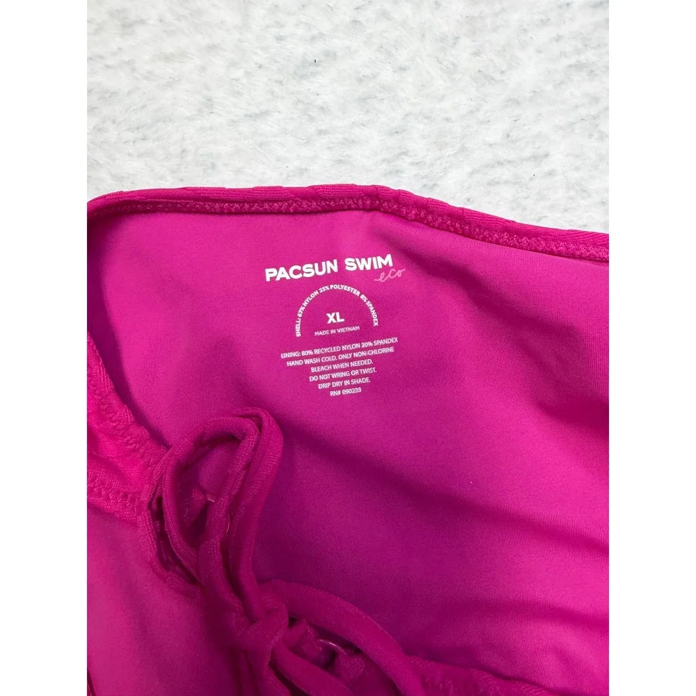 PacSun Swim Eco Hot Pink Zebra Side Tie Bikini Bottoms XL‎ New